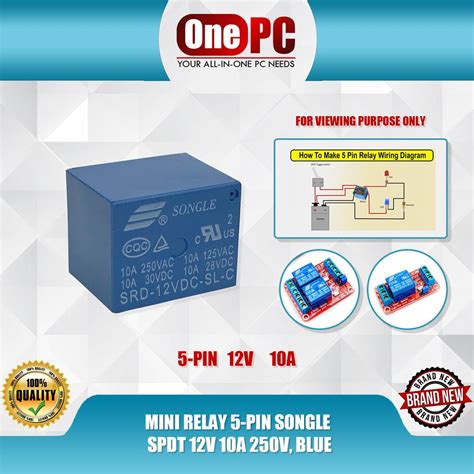 MINI RELAY 5 PIN SONGLE SPDT 12V 10A 250V BLUE Shopee Philippines