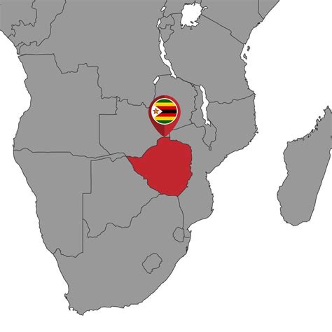 Pin Mapa Con Bandera De Zimbabwe En El Mapa Mundial Ilustración