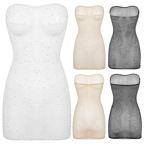 Women Black Bodycon Mini Dress Sheer Bikini Cover Up Sexy See Through Swimwear Beach Dress