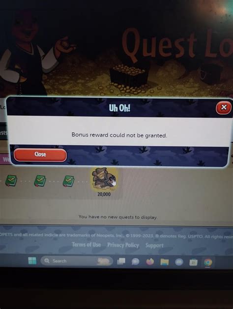 Bonus reward could not be granted? : r/neopets