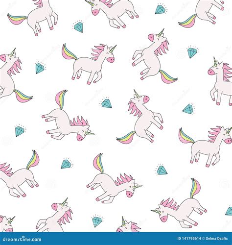 Unicorn Pattern Texture Background Unicorn Seamless Pattern Isolated