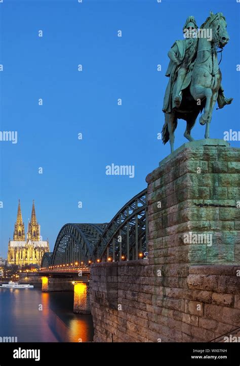 Equestrian Statue Of Kaiser Wilhelm I And Cologne Cathedral In The