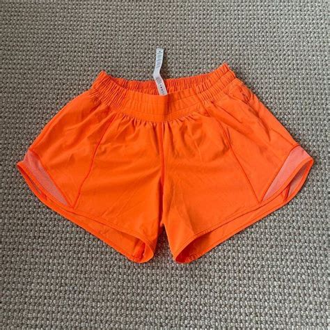 Lululemon Neon Orange Hotty Hot Low Rise Lined Shorts Size Lululemon Outfits Lululemon