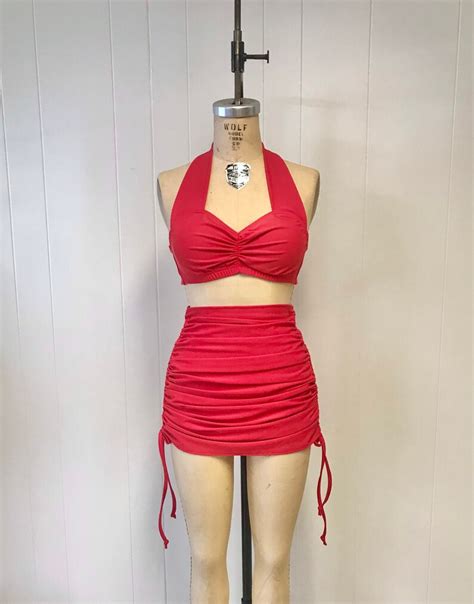 Helen Retro Vintage Two Piece Women S Bikini Swimsuit Etsy