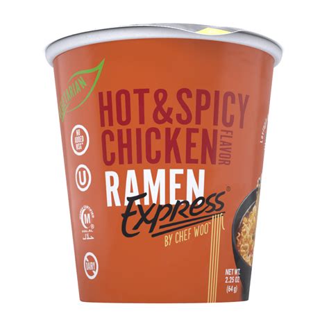 Ramen Express Hot And Spicy Chicken Noodles By Chef Woo Halal Kosher Vegan 225 Oz