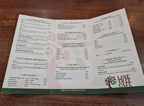 Menu At Lime Tree Café Cafe Stowmarket