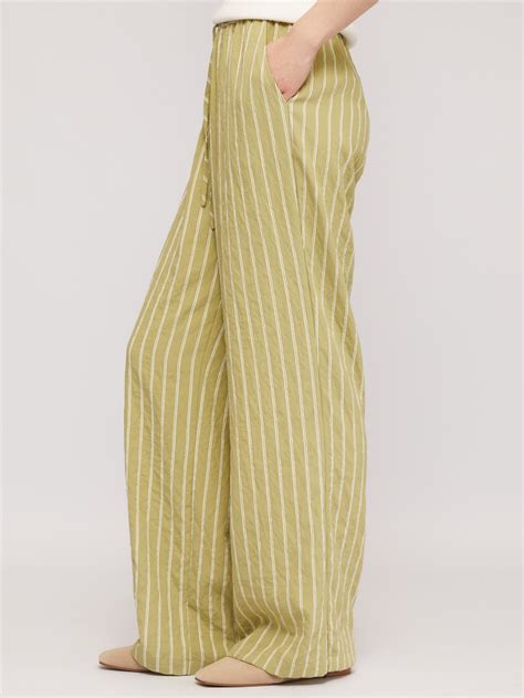 Брюки прямого фасона на резинке в полоску 024257362013, цвет Лайм ...