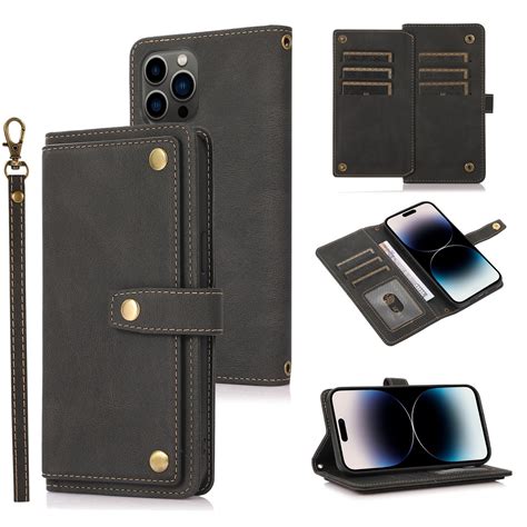 Lanyard Leather Phone Case For Iphone Pro Max Black Alexnld