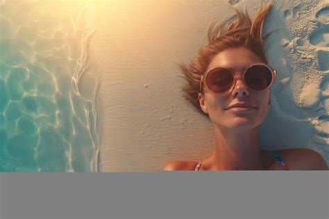 Sunbathing Woman In A Bikini Lying On The Beach Premium AI Generated Image