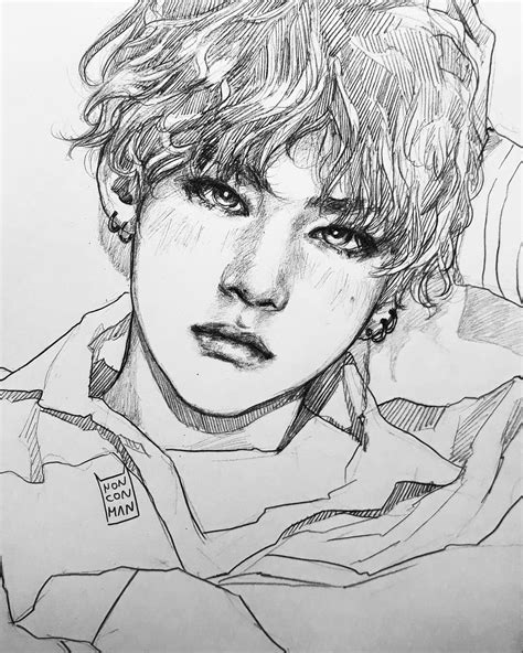 Taehyung Fanart ♡ Bts Drawings Kpop Drawings Sketches