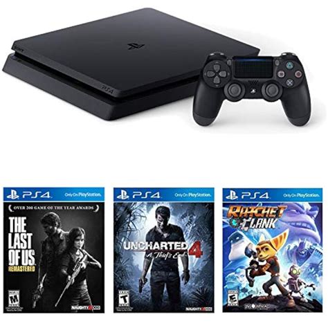 Sony PlayStation 4 1TB Slim System With Starter Pack Bundle Jet Black