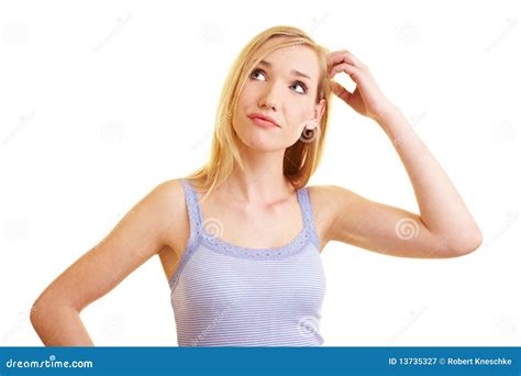 Femme Blonde Pensive Image Stock Image Du Scepticisme