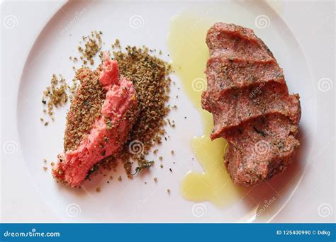 Traditional Lebanese Cuisine: Raw Meat Kibbeh Stock Photo - Image of