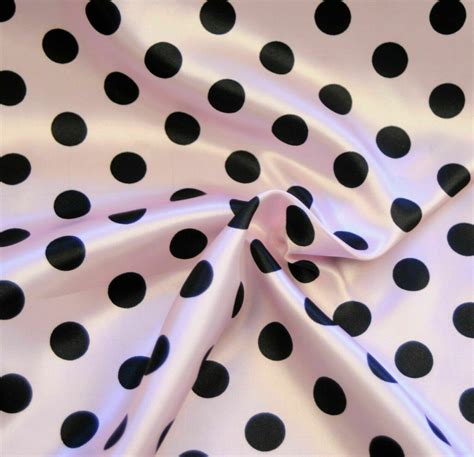 Polka Dot Pink W Black SHINY SATIN 100 Polyester Pantie Lingerie Fabric 60 BTYD Fabric BTQ