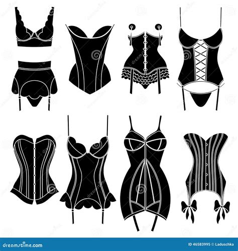 Set Of Vintage Lingerie Elements Cartoon Vector CartoonDealer 46583995