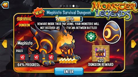 Monster Legends Mephisto Get Egg Rank Dungeon Survival Review