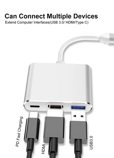 Hot Selling Type C To Hdmi 3 In 1 Adapter Usb C To Hdmipdusb30 Multiport Adapter Supplier