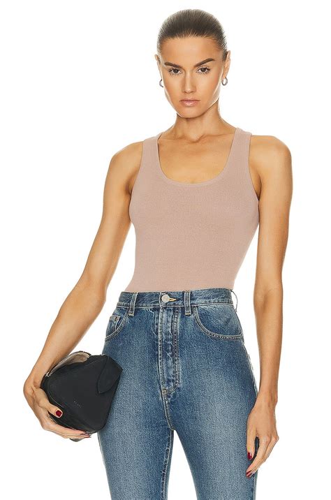 ALAÏA Tank Top Bodysuit in Nude Alaia FWRD