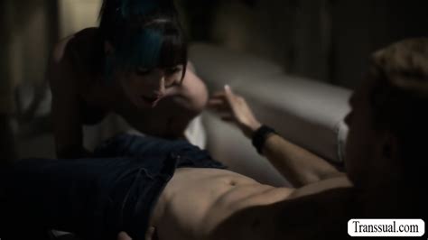 Brunette TS Melanie Brooks Bareback Fucked By Her Stepson