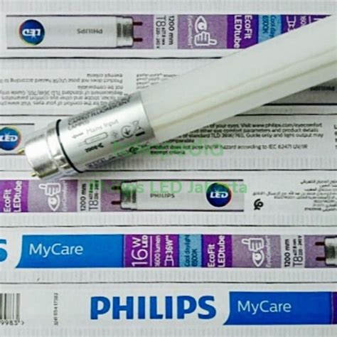 Lampu Philips Tl Neon Led Tube T8 Ecofit 16 Watt 1200mm 6500k Putih 1