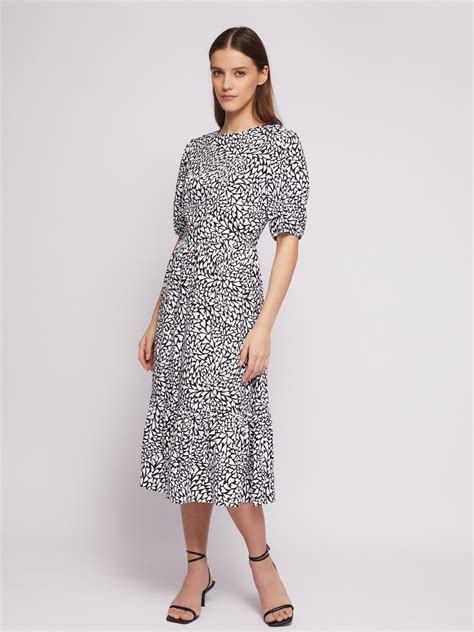 Ярусное платье миди с принтом в сердечко 02421827Y092, цвет Черный ...