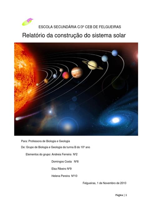 Conclusão Do Sistema Solar - Relatorio Sistema Solar | PDF | Planetas | Sistema Solar