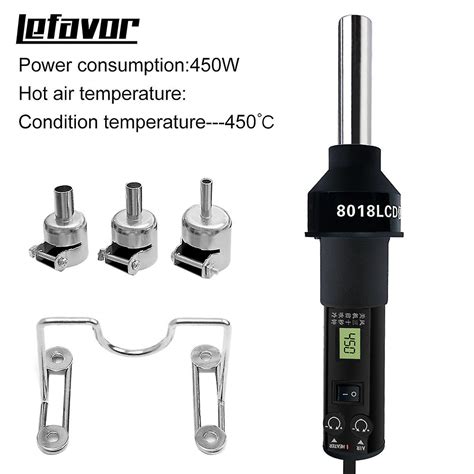 V Lcd Digital Heat Gun Hot Air Gun Desoldering Soldering Solder Station Adjustable Ic Smd Bga