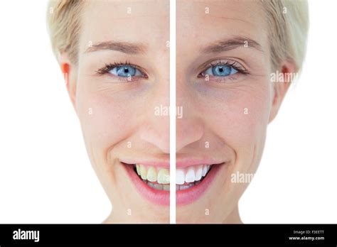 Happy Blonde Smiling At Camera Stock Photo Alamy