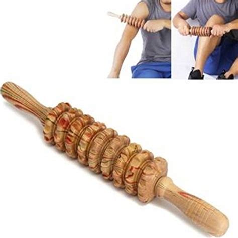 Wooden Massager Roller Stick Muscle Relax Tool Neck Back Leg Massage By