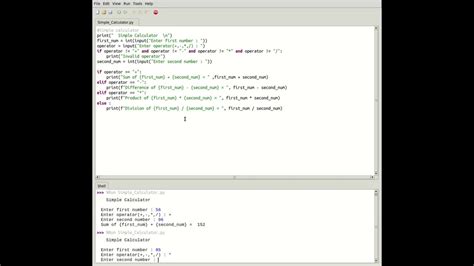Code For Simple Calculator In Python For Beginner Youtube
