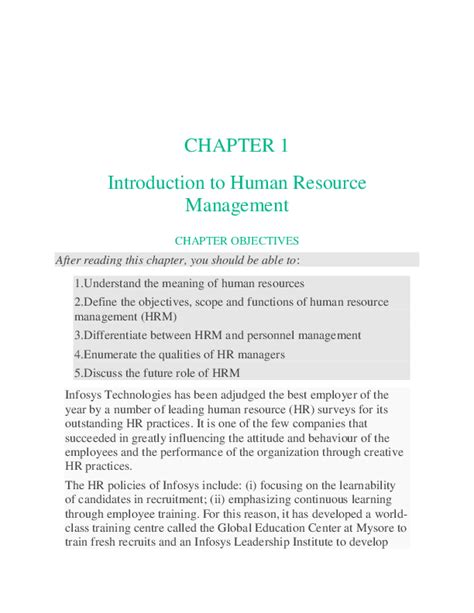 Doc Chapter 1 Introduction To Human Resource Management Chapter