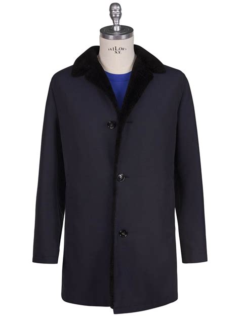 Kiton Blue Wool Pa Beaver Fur Coat IsuiT