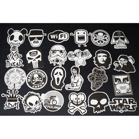 mua bo    sticker trang den black white stickers cao cap trang