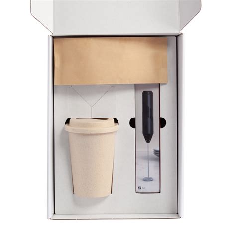 Набор Coffee bean: стакан, капучинатор, кофе зерновой, бежевый / черный ...