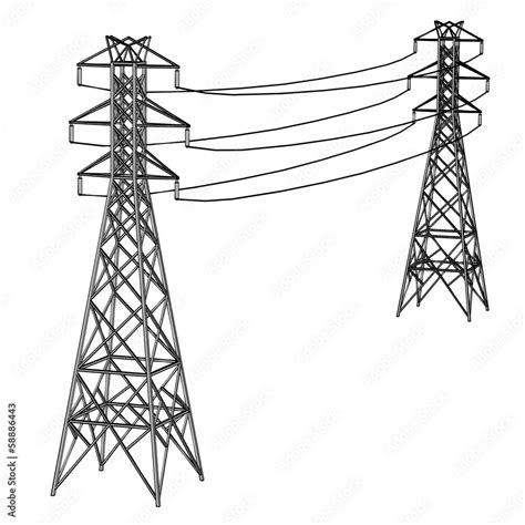 cartoon image of electric lines Stock Illustration | Adobe Stock