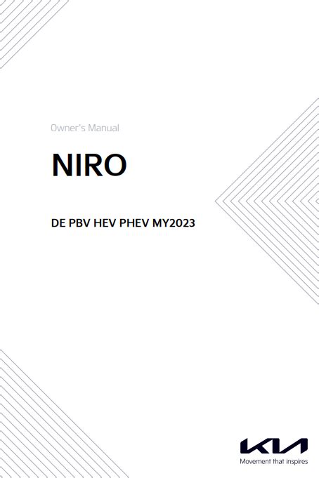 Kia Niro 2023 DE PBV HEV PHEV Owners Manual Bookworks Services