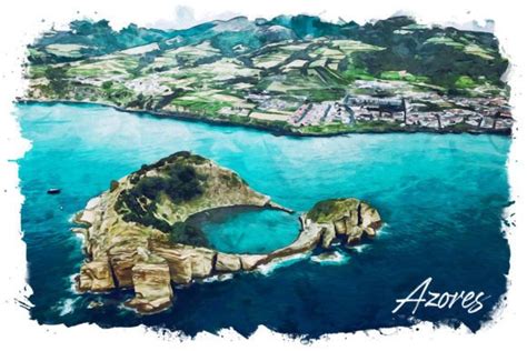 azores watercolor poster graphic  poster boutique creative fabrica