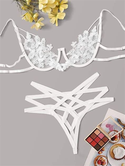 Applique Sheer Garter Lingerie Set With Choker Artofit