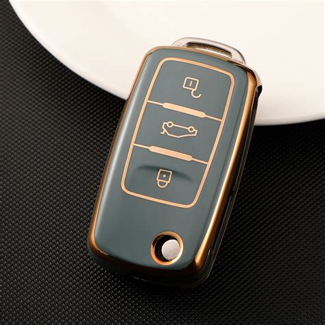Сив калъф за ключ за VW Polo Golf Passat Beetle Caddy EOS Tiguan, Skoda ...