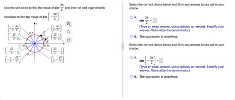 Solved Use the unit circle to find the value of sin3π2 ﻿and | Chegg.com