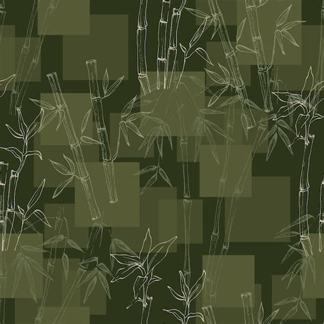 Бамбук с листьями Бесшовный фон Современный коллаж с простыми формами ...