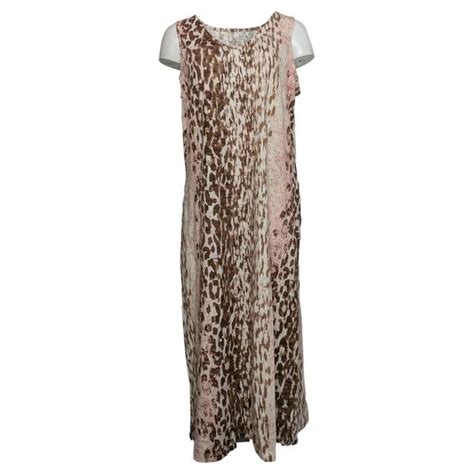 Belle By Kim Gravel Dresses Belle By Kim Gravel Womens Sz L Print Slub Knit Maxi Dress Wpkts