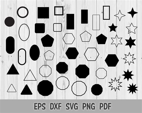 Basic Geometric Shapes Svg Png Dxf Cut Files Circle Square Etsy