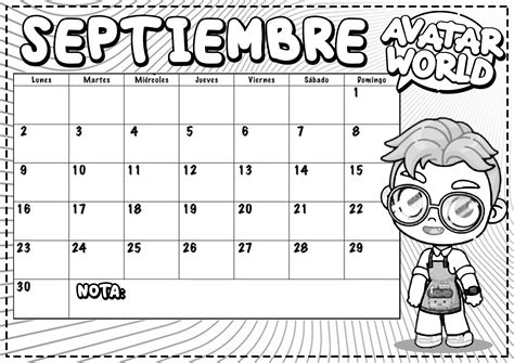 Septiembre Para Imprimir Y Colorear Calendario Dibujando Con Vani