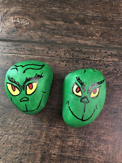 Grinch Rock Painted Rocks Rock Christmas