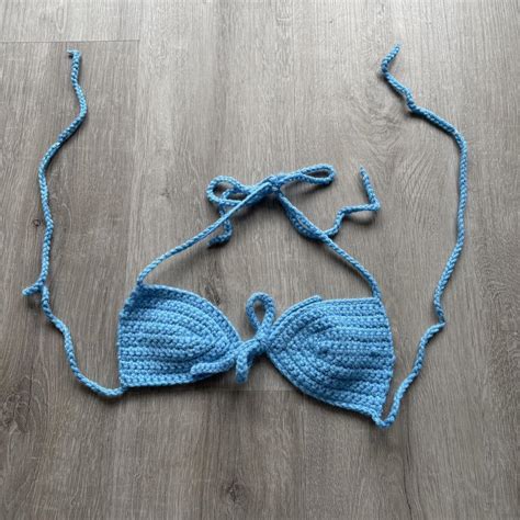 Blue Crochet Bikini Top Crochet Handmade By Me I Depop