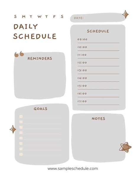 printable schedule templates sample schedule
