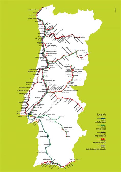 Portugal train map - Train map Portugal (Southern Europe - Europe)