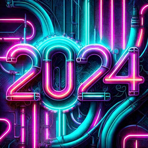 Premium Ai Image Neon Background For Celebrating New Year 2024