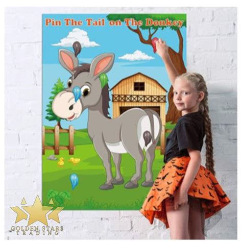 Pin The Tail On The Donkey Party Game Golden Stars Trading